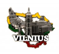 Magnetas Vilnius su Geležiniu Vilku ir Lietuvos kontūru Magnetas Vilnius su Geležiniu Vilku ir Lietuvos kontūru